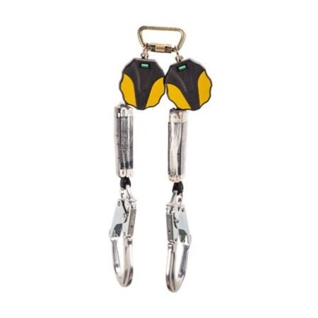Msa Safety Workman Mini Pfl, 6', Twin-Leg, Al36Cl Rebar Aluminum Snaphook, Yellowithblack 10157862